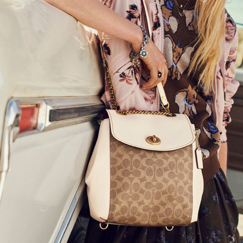 Coated canvas signature convertible backpack